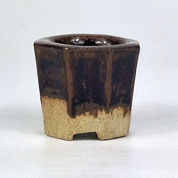 Brown Glazed Mame Size Octagonal Pot 3.5cm