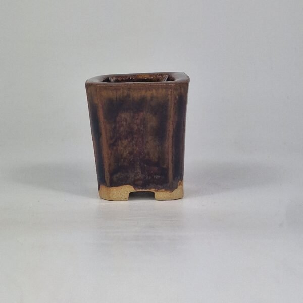 Small Brown Iron Glazed Pot hand Hand Made 4.5cm - Image 3