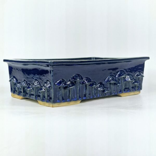 Cobalt Blue Glaze Pot Mushroom Design 28cm - Image 2