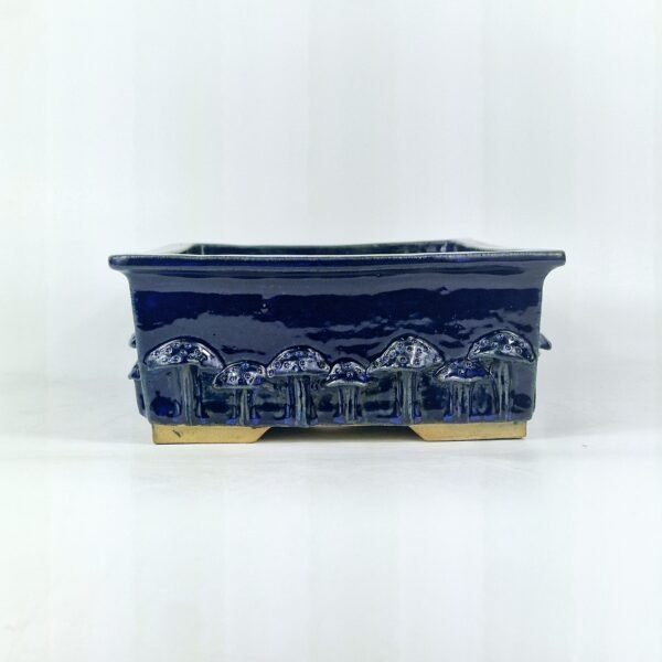 Cobalt Blue Glaze Pot Mushroom Design 28cm - Image 4