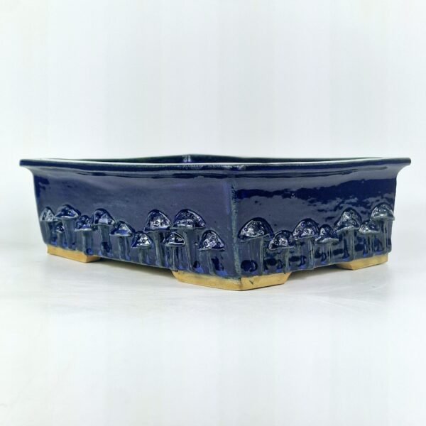 Cobalt Blue Glaze Pot Mushroom Design 28cm - Image 3