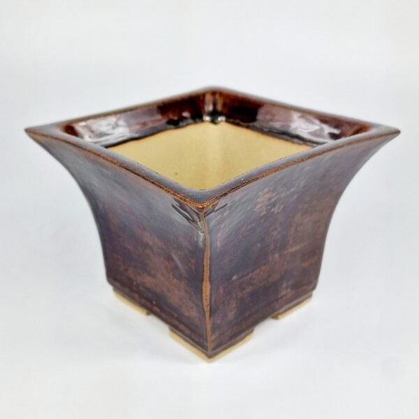 Bonsai Pot Cascade Brown Glazed Ceramic 15cm - Image 4