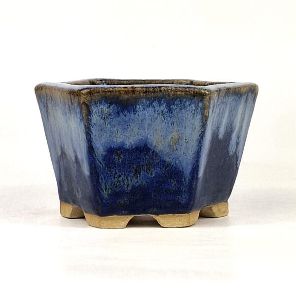 Hexagonal Bonsai Pot Glazed Ceramic 12cm - Image 2