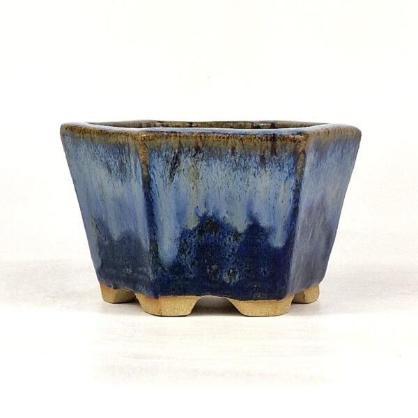 Hexagonal Bonsai Pot Glazed Ceramic 12cm - Image 3