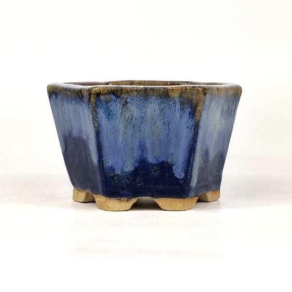 Hexagonal Bonsai Pot Glazed Ceramic 12cm