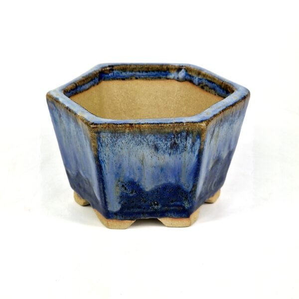 Hexagonal Bonsai Pot Glazed Ceramic 12cm - Image 6