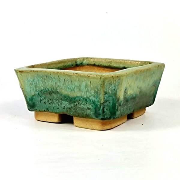 Square Green Glaze Bonsai Pot 9.5cm - Image 3