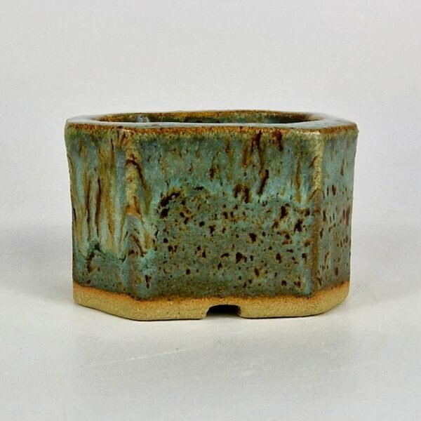 Octagonal Blue Glaze Bonsai Pot 7.5cm - Image 5