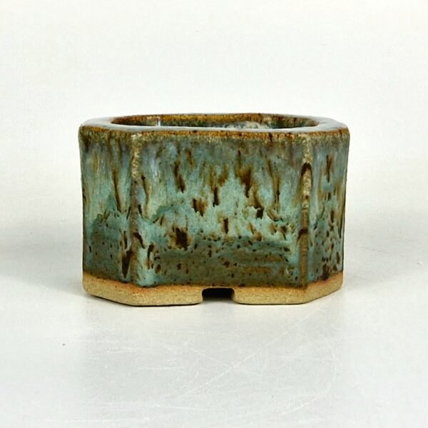 Octagonal Blue Glaze Bonsai Pot 7.5cm - Image 3