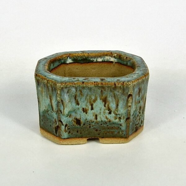 Octagonal Blue Glaze Bonsai Pot 7.5cm - Image 2