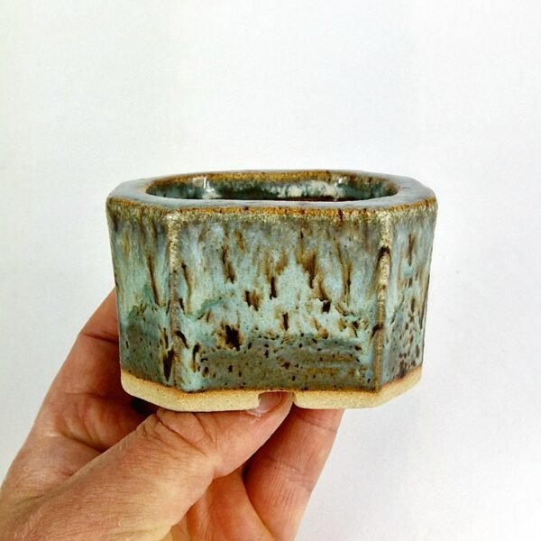 Octagonal Blue Glaze Bonsai Pot 7.5cm