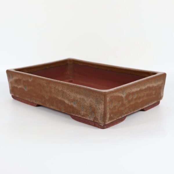 Rectangular Brown Glazed Ceramic Bonsai Pot 27cm - Image 2