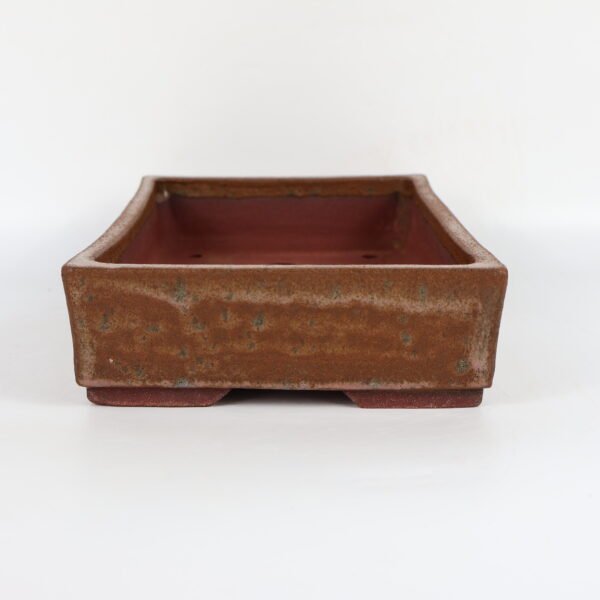 Rectangular Brown Glazed Ceramic Bonsai Pot 27cm - Image 3
