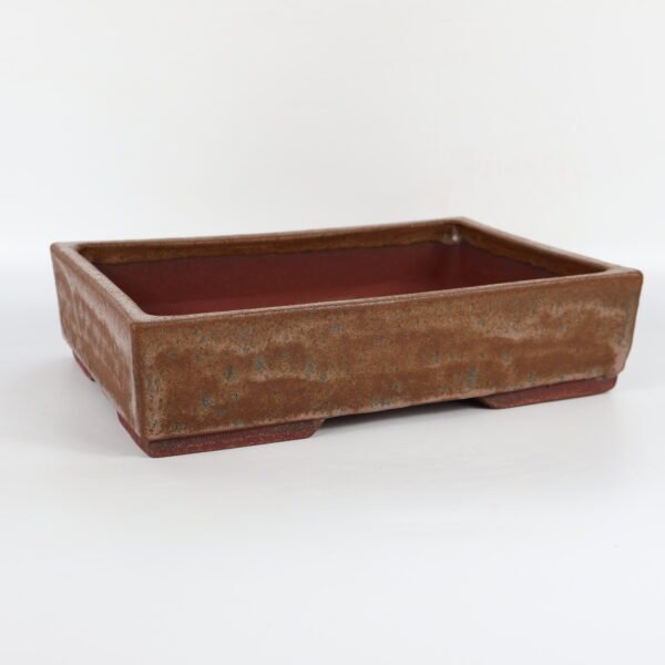 Rectangular Brown Glazed Ceramic Bonsai Pot 27cm - Image 4