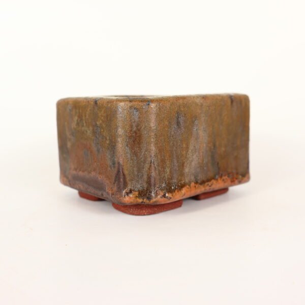 A Small Rectangular Pot Rusty Brown Glaze 9.5cm - Image 4